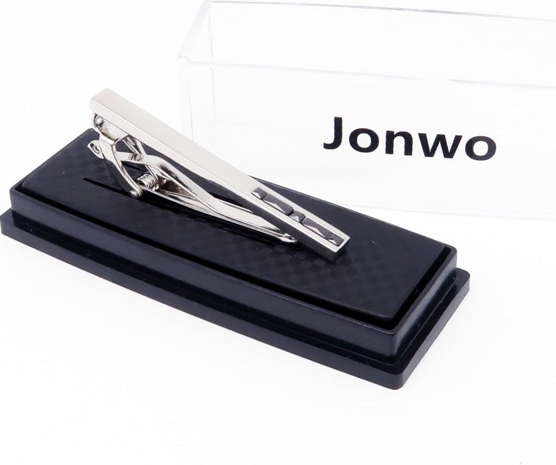 Jonwo Men's Crystal Tie Clip Silver Tone Tie Bar for Gentleman Regular Necktie Tie Clip for Business Anniversary - Image 4